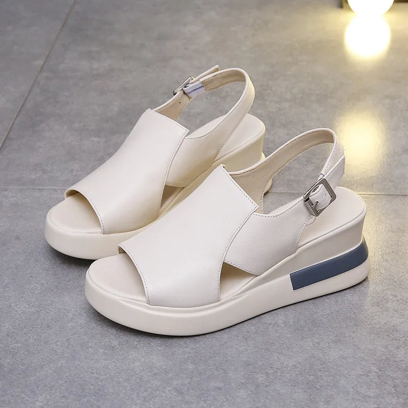 Women's Wedge Shoes with Buckle Strap