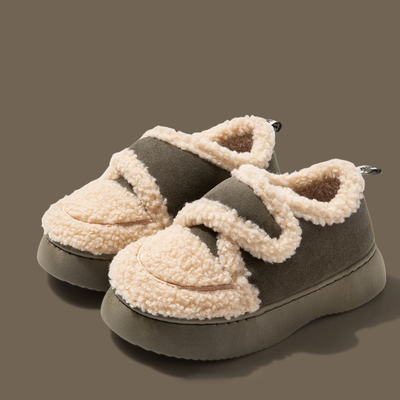 Non-slip Soft Thickened Retro Lamb Wool Velcro Cotton Shoes