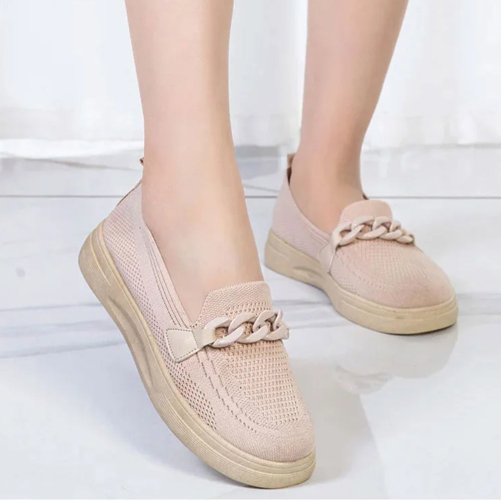 Women's Breathable Fly-Knit Chain Slip-On Shoes