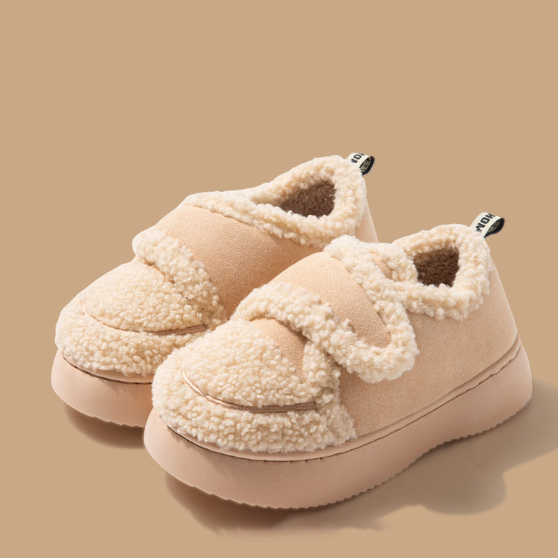 Non-slip Soft Thickened Retro Lamb Wool Velcro Cotton Shoes