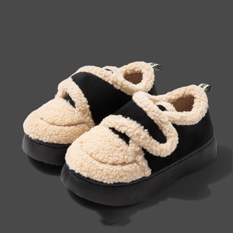 Non-slip Soft Thickened Retro Lamb Wool Velcro Cotton Shoes