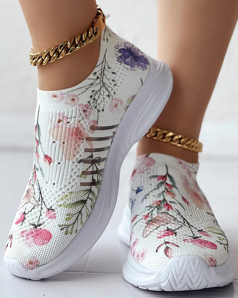 Women's Flower Rhinestone Sneakers