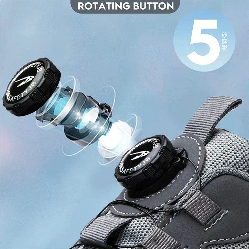 New Rotating Button Safety Shoes Anti-smash Anti-puncture Work Shoes