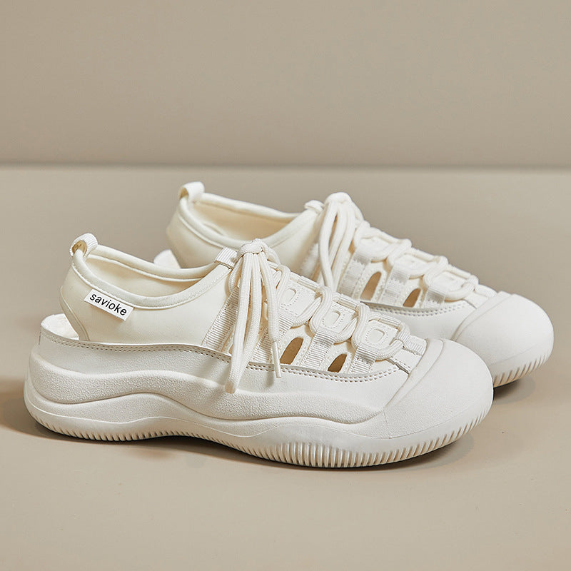 Summer thick sole hollow white shoes